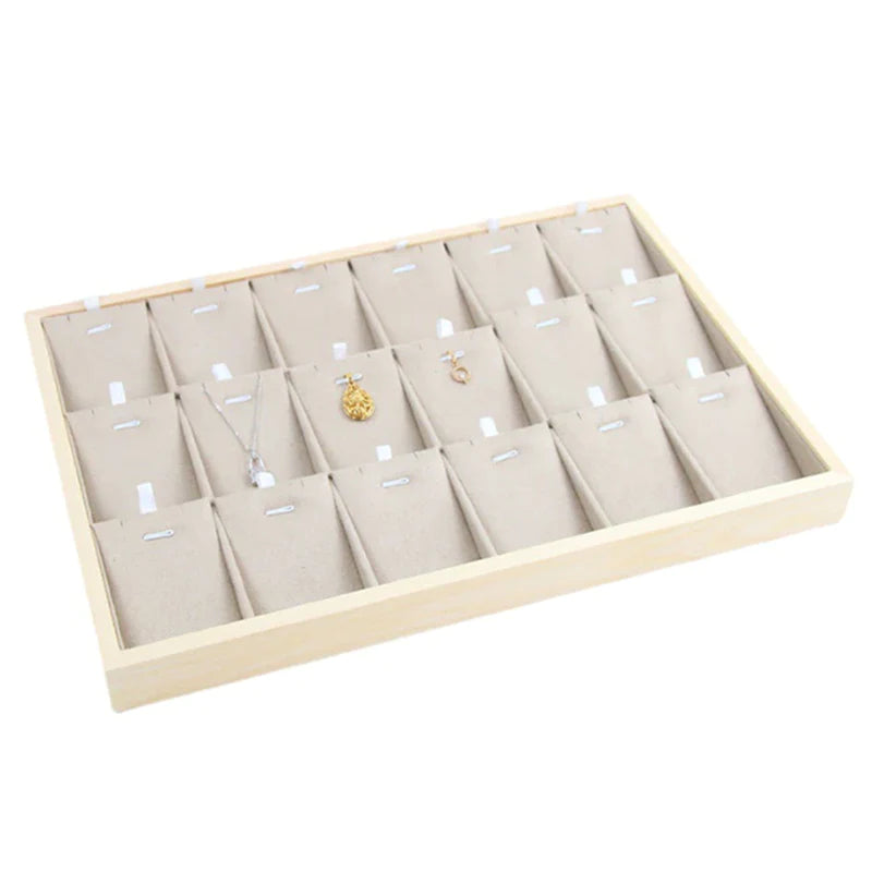 Wooden Velvet Jewelry Box - Green/Beige - Gift Box for Rings, Earrings, Bracelets