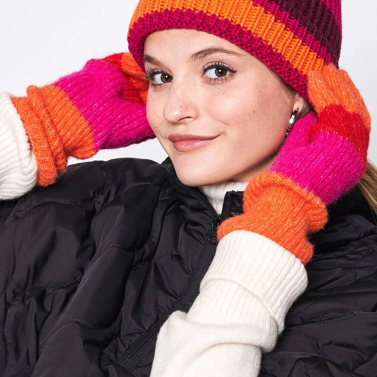 Cozy Color Stripes Long Gloves